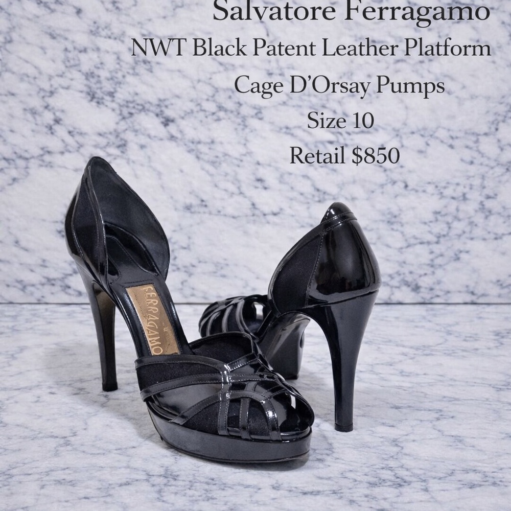 🏷️ NWT  Black New Platform Cage D'orsay Pumps Sz10